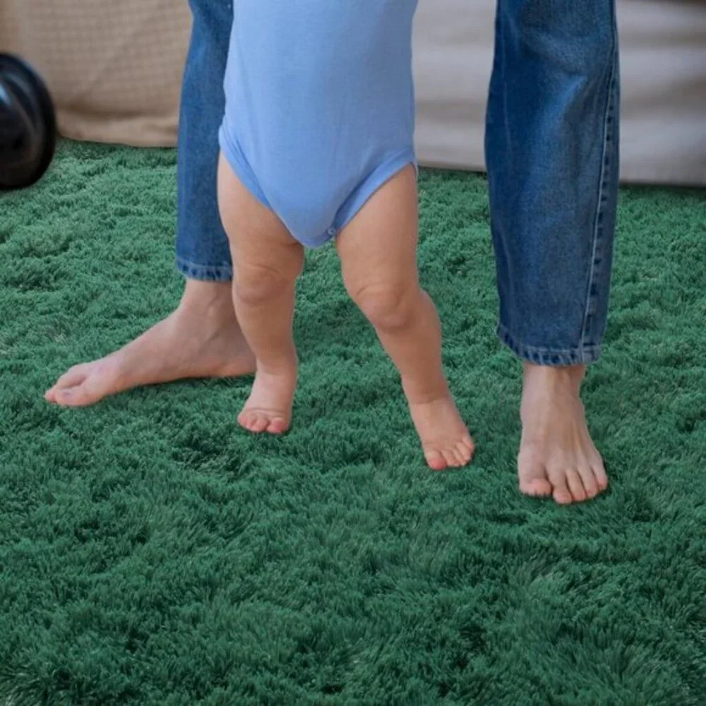 4x6 Green Fluffy Rug, Soft Shag and Cozy Plush Carpet for Nursery & Room Decor